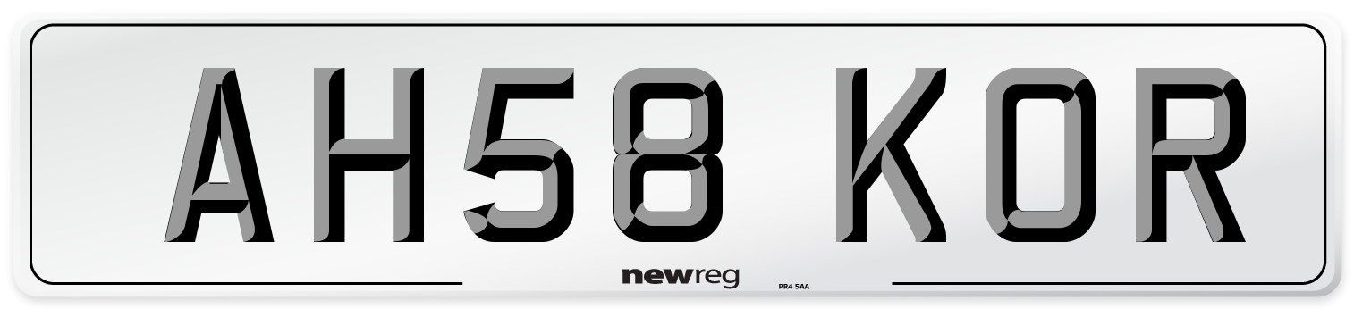 AH58 KOR Number Plate from New Reg